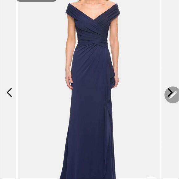 LA FEMME long Luxurious Off the Shoulder Evening Gown - Picture 3 of 7